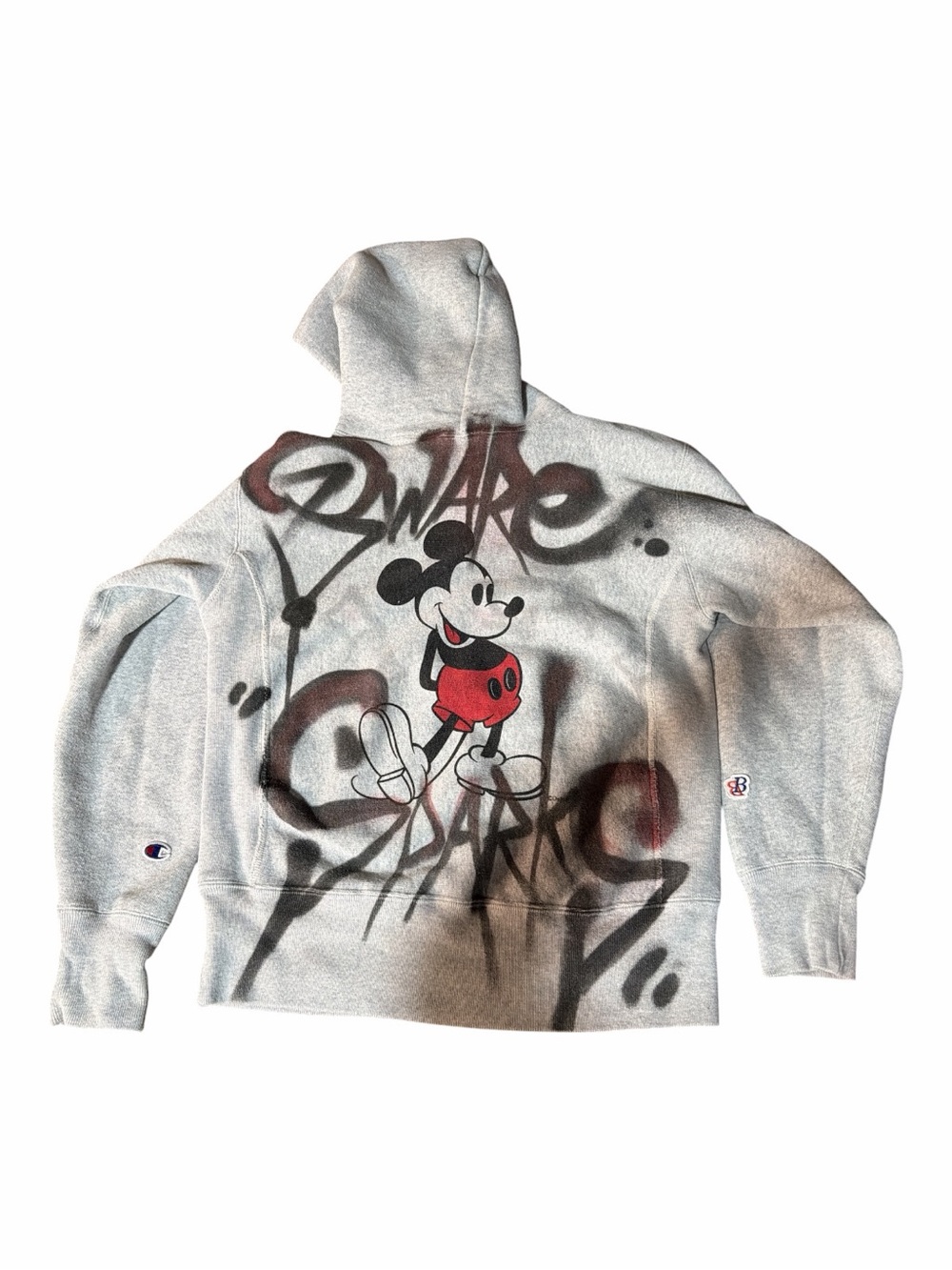 Vintage Champion Small Gray Reverse Weave Disney Mickey Mouse Airbrush Hoodie